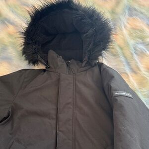 Abercrombie & Fitch Black Fur-Trimmed Parka